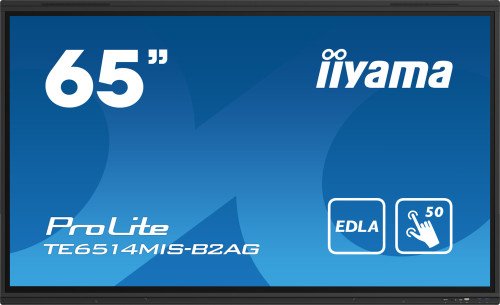 Pizarra interactiva 65" iiyama PROLITE TE6514MIS-B2AG LCD Wifi 435 cd / m² 4K Ultra HD Negro Pantalla táctil Procesador incorporado Android 24/7