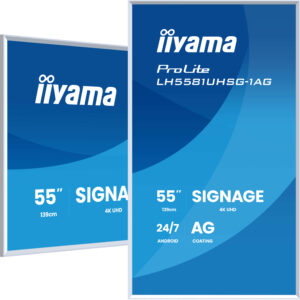 iiyama ProLite LH5581UHSG-1AG – Pantalla profesional 55” 4K UHD Digital Signage 24/7 con Android 14, iiSignage² y marco magnético personalizable