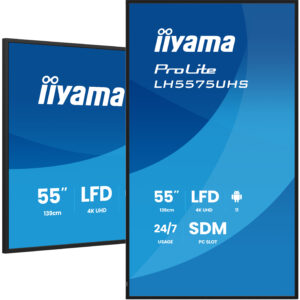 iiyama ProLite LH5575UHS-B2AG – Pantalla profesional 55” 4K UHD Digital Signage 24/7 con Android 11, iiSignage², FailOver y ranura Intel® SDM