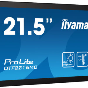 iiyama ProLite OTF2216MC-B1 – Monitor táctil Open Frame 21,5” Full HD (935 nits, IP65 frontal, PCAP 10 puntos, -20ºC a 60ºC)