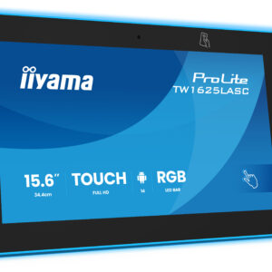 iiyama ProLite TW1625LASC-B3PNR – Panel táctil Android 14 de 15,6” Full HD, PCAP 10 puntos + Optical Bonding, PoE, NFC/RFID y barra LED RGB, 24/7