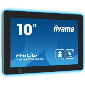 iiyama ProLite TW1025LASC-B1PNR — Panel PC táctil 10,1" Android 12 con PoE, NFC/RFID y barra LED RGB (Negro)