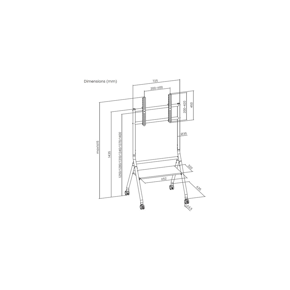 Soporte Suelo Aisens FT86FE-331 Con ruedas para Pantallas 37-86" hasta 50 kg - Imagen 7