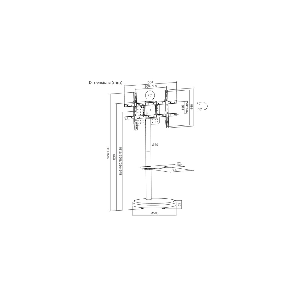 Soporte Suelo Aisens FT86TRE-303 Con ruedas para Pantallas 37-86" hasta 50 kg - Imagen 7