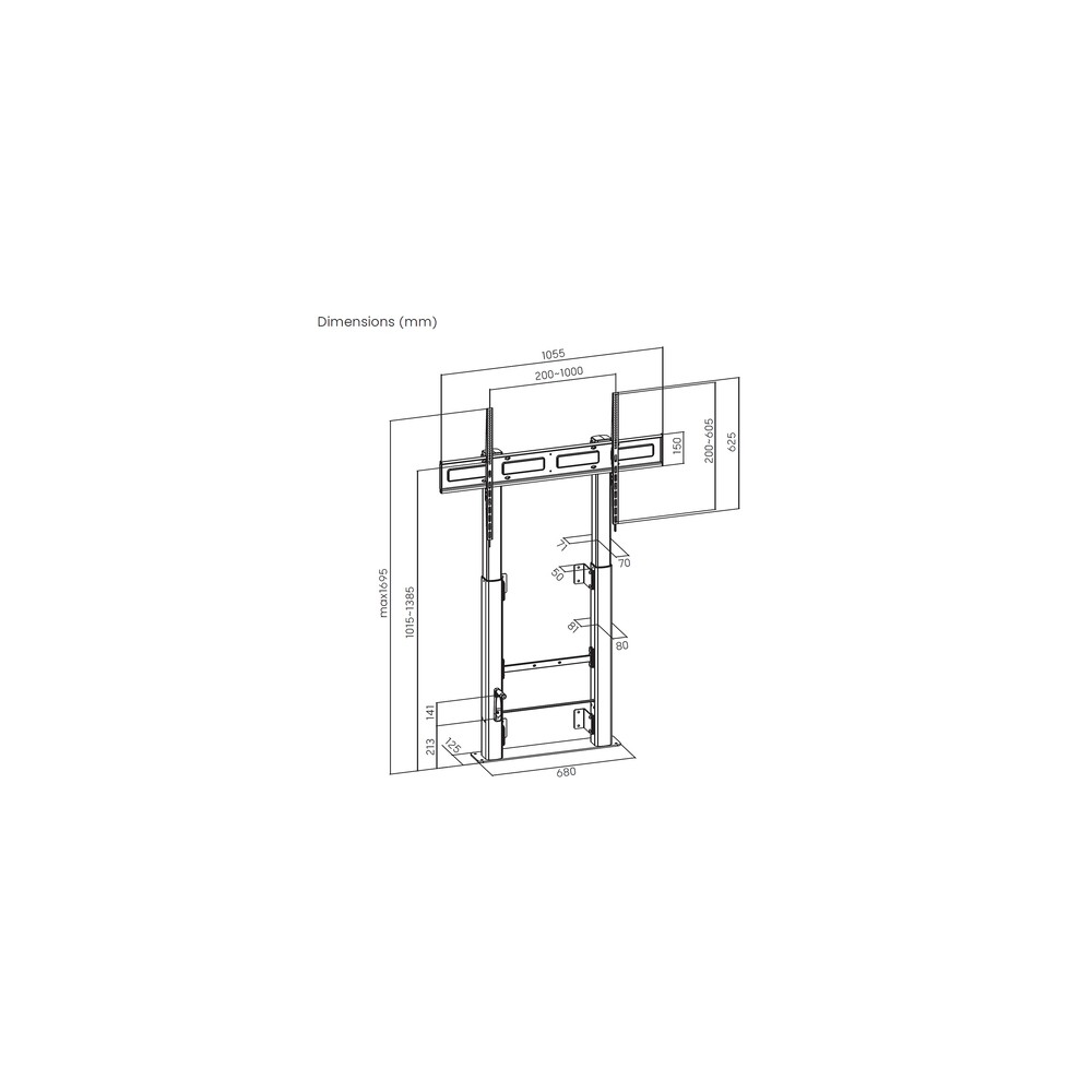 Soporte Suelo Aisens FWF100E-351 Inclinable, orientable para Pantallas 60-100" hasta 120 kg - Imagen 7