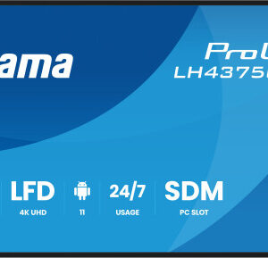 MONITOR IIYAMA 43" (LH4375UHS-B2AG) ANDROID 11 / 3844X2160 (4K UHD) / OPERACION 24/7 /500CD / LANDSC. Y PORTRAIT / 3XHDMI / DP / RJ45 / VESA 400X400 / ALTAVOCES 2X10W