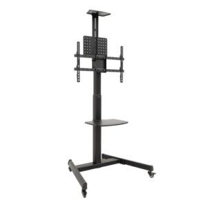 TooQ “COMETA” Soporte de Suelo con Ruedas con Regulación de Altura para Pantallas 37"- 70", Rotación 90°, Negro