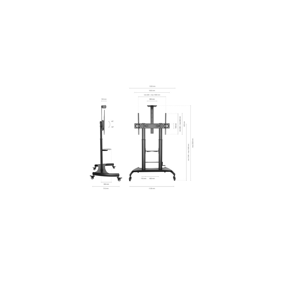 Soporte Suelo Aisens FT100TE-123 Inclinable, con ruedas para Pantallas 60-100" hasta 100 kg - Imagen 6