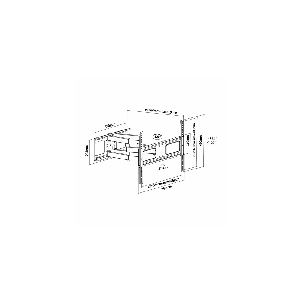 Soporte Pared Aisens WT70TSLE-027 Inclinable, orientable para Pantallas 37-70" hasta 50 kg - Imagen 7