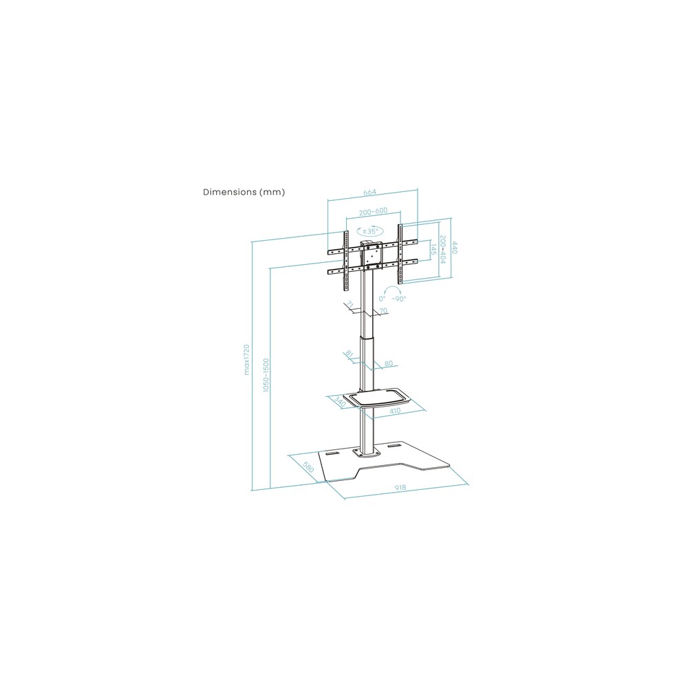 Soporte Suelo TooQ FS2284M-B Fijo para Pantallas 37-70" hasta 70 kg - Imagen 9