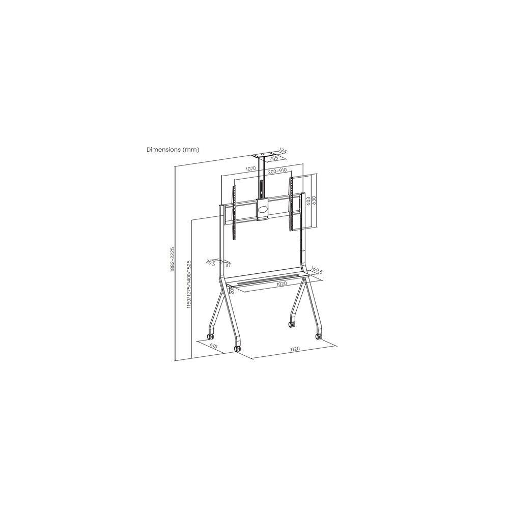 Soporte Suelo Aisens FT86FE-369 Con ruedas para Pantallas 55-100" hasta 120 kg - Imagen 7