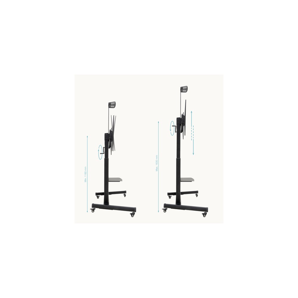 Soporte Suelo TooQ FS20406HM-B Inclinable, con ruedas para Pantallas 60-100" hasta 120 kg - Imagen 4