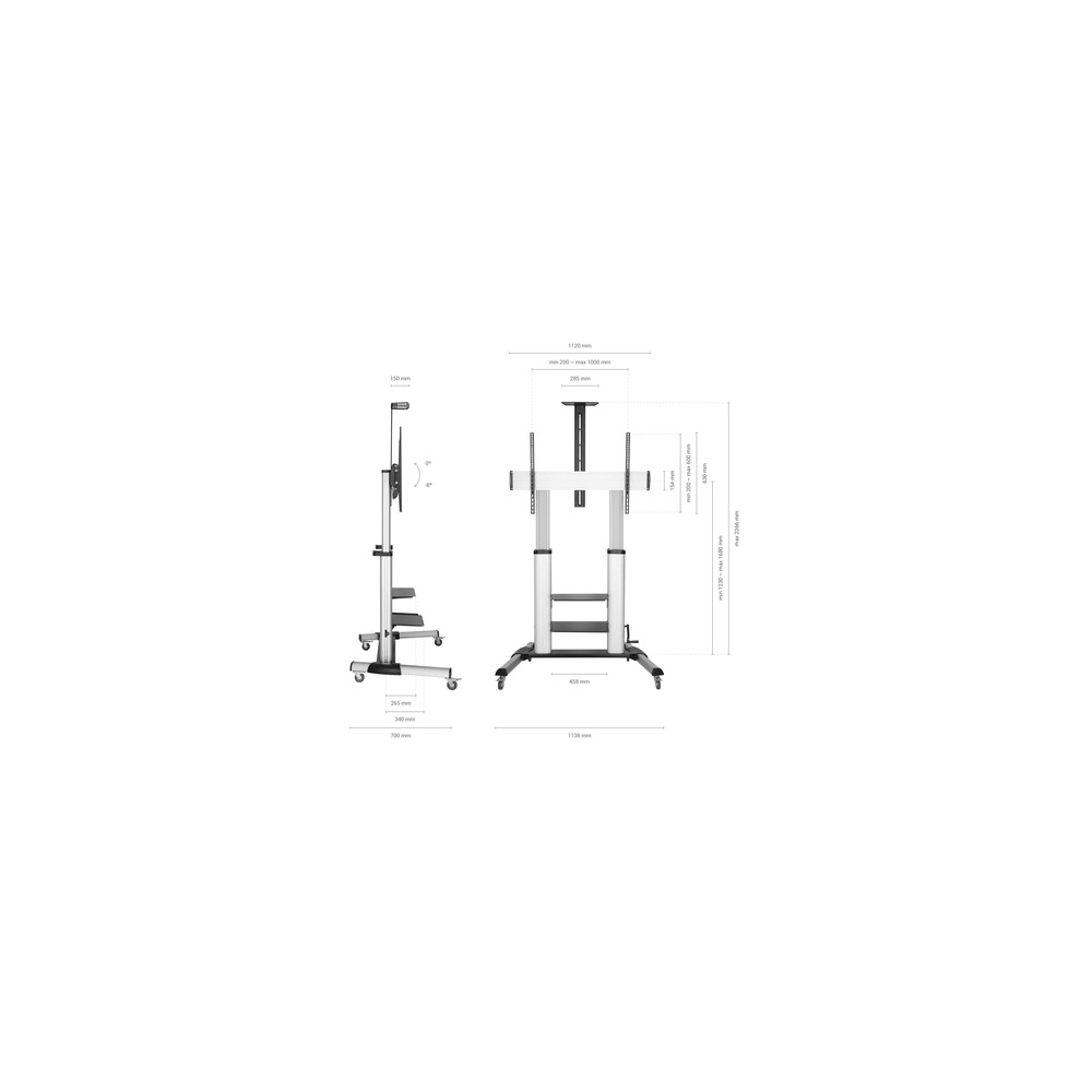 Soporte Suelo Aisens FT100TE-125 Inclinable, con ruedas para Pantallas 60-100" hasta 100 kg - Imagen 5