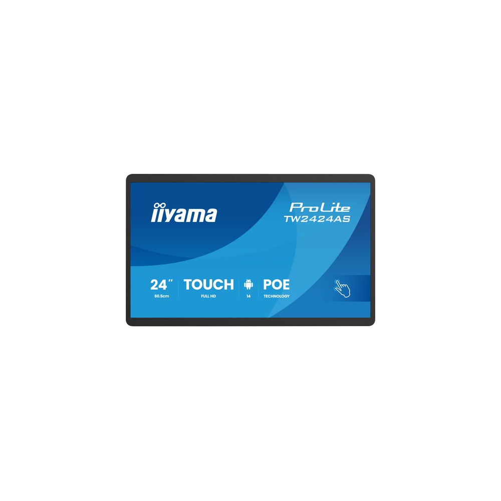 Panel PC táctil iiyama TW2424AS-B3P visto de frente con pantalla IPS Full HD